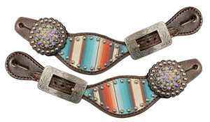 Showman Ladies Southwest Serape Print Leather Spur Straps