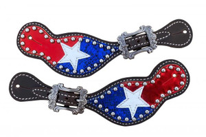 Showman Ladies Leather Spur Straps w/ Patriotic Design Showman Ladies Leather Spur Straps w/ Patriotic Design