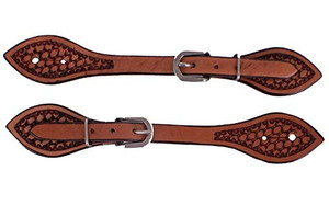 Showman Men's Argentina Cow Leather Spur Straps w/ Basketweave Tooling Showman Men's Argentina Cow Leather Spur Straps w/ Basketweave Tooling