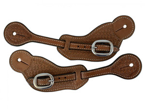 Showman Men's Basketweave Stamped Leather Spur Straps Showman Men's Basketweave Stamped Leather Spur Straps