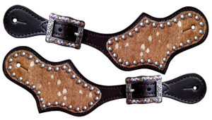 Showman Ladies Hair-On Cowhide Leather Spur Straps Showman Ladies Hair-On Cowhide Leather Spur Straps