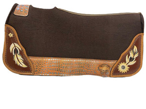 Klassy Cowgirl Barrel Style Brown Felt Pad w/ Feather & Sunflower Design