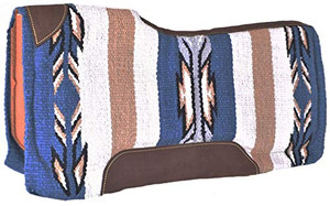 Showman 34" x 36" Blue, Beige, Black & Brown Memory Felt Bottom Saddle Pad Showman 34" x 36" Blue, Beige, Black & Brown Memory Felt Bottom Saddle Pad