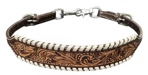 Showman Leather Wither Strap w/ Floral Tooling & Rawhide Lacing
