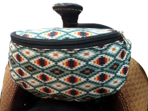 Showman Green/Gray Aztec Print Insulated Nylon Saddle Pouch Showman Green/Gray Aztec Print Insulated Nylon Saddle Pouch