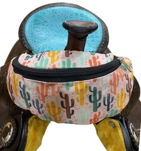 Showman Pink Cactus Print Insulated Nylon Saddle Pouch Showman Pink Cactus Print Insulated Nylon Saddle Pouch