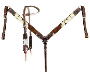 Showman Hair-On Cowhide Leather Headstall & Breast Collar Set Showman Hair-On Cowhide Leather Headstall & Breast Collar Set