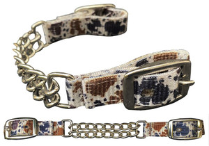 Showman Cow Print Double Chain Nylon Curb Strap