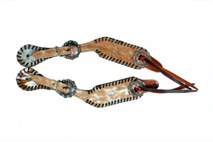 Showman Ladies Leather Hair-On Cowhide Spur Straps Showman Ladies Leather Hair-On Cowhide Spur Straps
