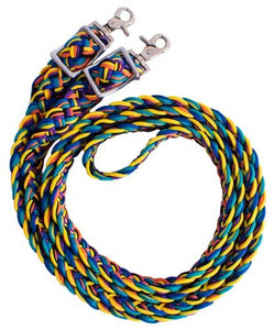 Showman Rainbow Braided Nylon Barrel Reins w/ Scissor Snap Ends