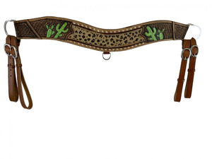 Showman Painted Cactus Leather Tripping Collar w/ Cheetah Print Hair-On Inlay Showman Painted Cactus Leather Tripping Collar w/ Cheetah Print Hair-On Inlay