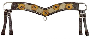 Showman Sunflower Leather Tripping Collar w/ Burlap Inlay Showman Sunflower Leather Tripping Collar w/ Burlap Inlay