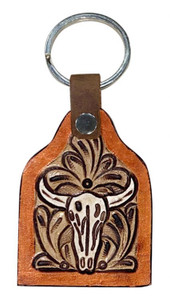 Showman Cow Tag Skull Keychain