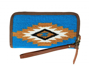 Showman 100% Wool Blue Southwest Design Saddle Blanket Wallet Showman 100% Wool Blue Southwest Design Saddle Blanket Wallet