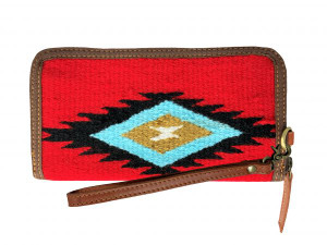 Showman Red Southwest Design Wool Saddle Blanket Wallet Showman Red Southwest Design Wool Saddle Blanket Wallet
