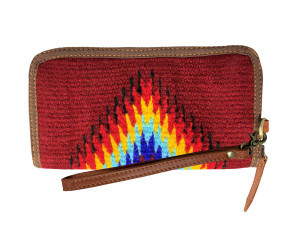 Showman 100% Wool Burgundy Southwest Design Saddle Blanket Wallet Showman 100% Wool Burgundy Southwest Design Saddle Blanket Wallet