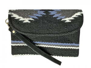 Showman 100% Wool Black Southwest Design Saddle Blanket Wristlet Showman 100% Wool Black Southwest Design Saddle Blanket Wristlet