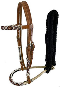 Showman Leather Bosal Headstall w/ Southwest Beaded Design Showman Leather Bosal Headstall w/ Southwest Beaded Design