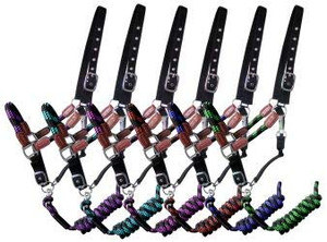 Showman Nylon Halter w/ Leather Accents & Matching Lead Rope Showman Nylon Halter w/ Leather Accents & Matching Lead Rope