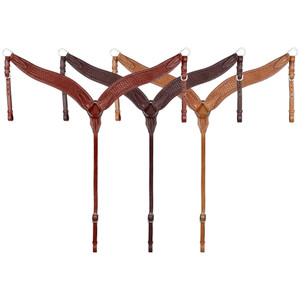 Showman Leather Contoured Breast Collar w/ Basketweave Tooling Showman Leather Contoured Breast Collar w/ Basketweave Tooling