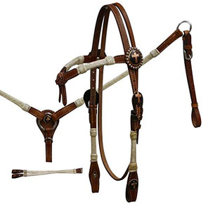 Showman Leather Rawhide Braided Futurity Knot Headstall & Breast Collar Set Showman Leather Rawhide Braided Futurity Knot Headstall & Breast Collar Set