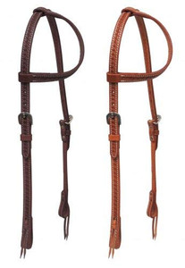 Showman Single Ear Argentina Cow Leather Headstall w/ Basketweave Tooling Showman Single Ear Argentina Cow Leather Headstall w/ Basketweave Tooling