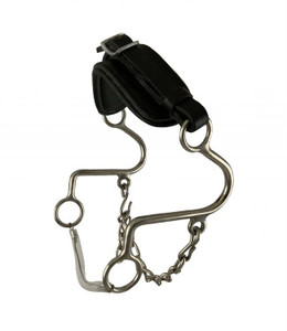 Showman Adjustable Leather Nose Stainless Steel Hackamore Bit Showman Adjustable Leather Nose Stainless Steel Hackamore Bit