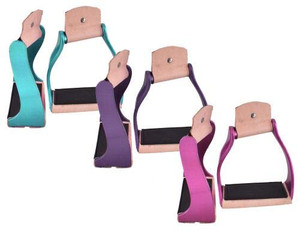 Showman Color Coated Lightweight Twisted Angled Aluminum Stirrups