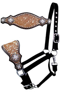 Showman Bronc Halter w/ Cowhide Overlay Leather Noseband & Rhinestones Showman Bronc Halter w/ Cowhide Overlay Leather Noseband & Rhinestones