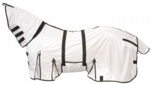 Showman White Lightweight Mesh Fly Sheet w/ Neck Cover