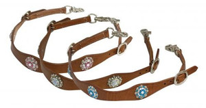 Showman Scalloped Leather Wither Strap w/ Crystal Rhinestone Conchos Showman Scalloped Leather Wither Strap w/ Crystal Rhinestone Conchos