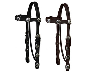 Double Stitched Leather Browband Headstall w/ Silver Texas Star Conchos & Reins Double Stitched Leather Browband Headstall w/ Silver Texas Star Conchos & Reins