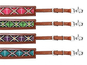 Showman Leather Wither Strap w/ Beaded Cross Design Showman Leather Wither Strap w/ Beaded Cross Design