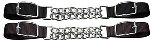 Showman Fully Adjustable Double Chain Nylon Curb Strap Showman Fully Adjustable Double Chain Nylon Curb Strap