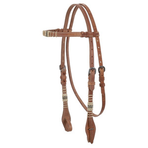 Showman Harness Leather Browband Headstall w/ Rawhide Accents Showman Harness Leather Browband Headstall w/ Rawhide Accents