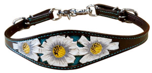 Showman White Poppy Flower Design Leather Wither Strap Showman White Poppy Flower Design Leather Wither Strap