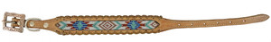 Showman Couture Leather Dog Collar w/ Navajo Beaded Inlay