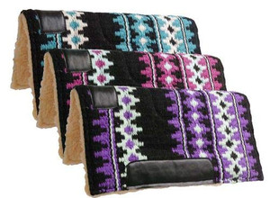Showman Pony 24" x 24" Woven Wool Top Saddle Pad w/ Fleece Bottom Showman Pony 24" x 24" Woven Wool Top Saddle Pad w/ Fleece Bottom