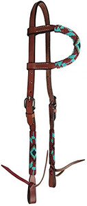 Showman Single Ear Leather Headstall w/ Beaded Design Showman Single Ear Leather Headstall w/ Beaded Design