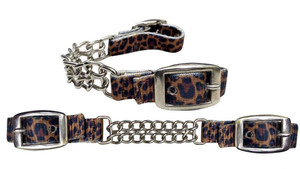 Showman Cheetah Double Chain Nylon Curb Strap Showman Cheetah Double Chain Nylon Curb Strap