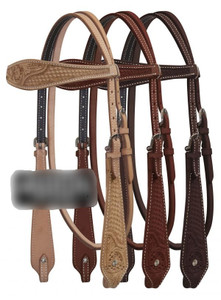 Showman Argentina Cow Leather Headstall w/ Basket Weave and Floral Tooling Showman Argentina Cow Leather Headstall w/ Basket Weave and Floral Tooling