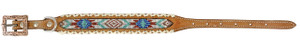 Showman Couture Leather Dog Collar w/ Beaded Inlay