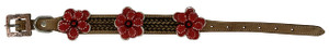 Showman Couture Leather Dog Collar w/ Red 3D Flowers 