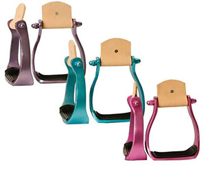 Showman Color Coated Lightweight Aluminum Western Stirrups w/ Rubber Tread