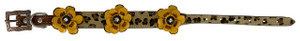 Showman Couture Cheetah Print Leather Dog Collar w/ Yellow 3D Flowers 