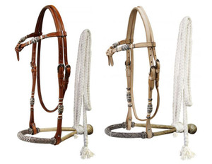 Showman Leather Futurity Knot Rawhide Core Show Bosal w/ Mecate Reins