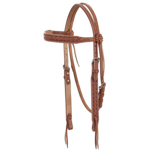 Showman Argentina Cow Leather Browband Headstall w/ Scalloped Tooling