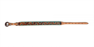 Showman Couture Leather Dog Collar w/ Teal Rawhide Lacing  Showman Couture Leather Dog Collar w/ Teal Rawhide Lacing