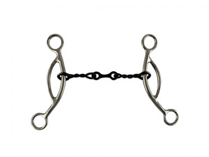Showman Stainless Steel 5" Sweet Iron Twisted Chain Mouth Bit w/ Sliding Gag Showman Stainless Steel 5" Sweet Iron Twisted Chain Mouth Bit w/ Sliding Gag