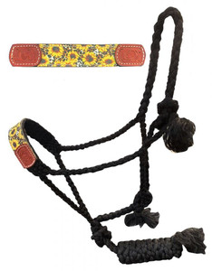 Showman Brown Nylon Mule Tape Halter w/ Sunflower & Cheetah Print Showman Brown Nylon Mule Tape Halter w/ Sunflower & Cheetah Print